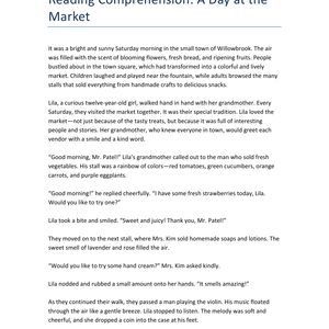 A Day At The Market - Reading Comprehension Englisch 6. Klasse