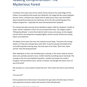The Mysterious Forest - Leseverstehen Arbeitsblatt Englisch Klasse 7