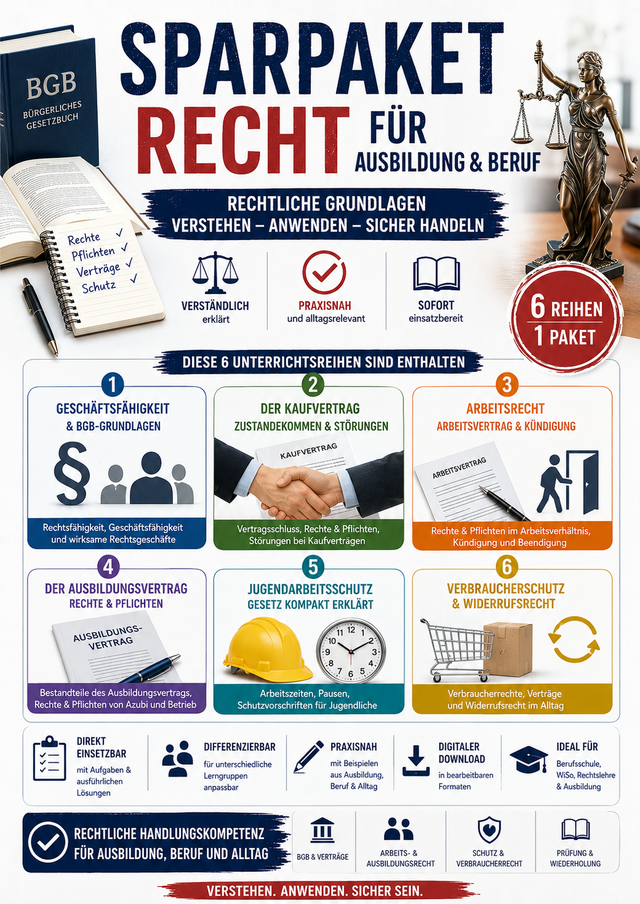 Sparpaket Recht in der Ausbildung – BGB, Kaufvertrag & Arbeitsrecht