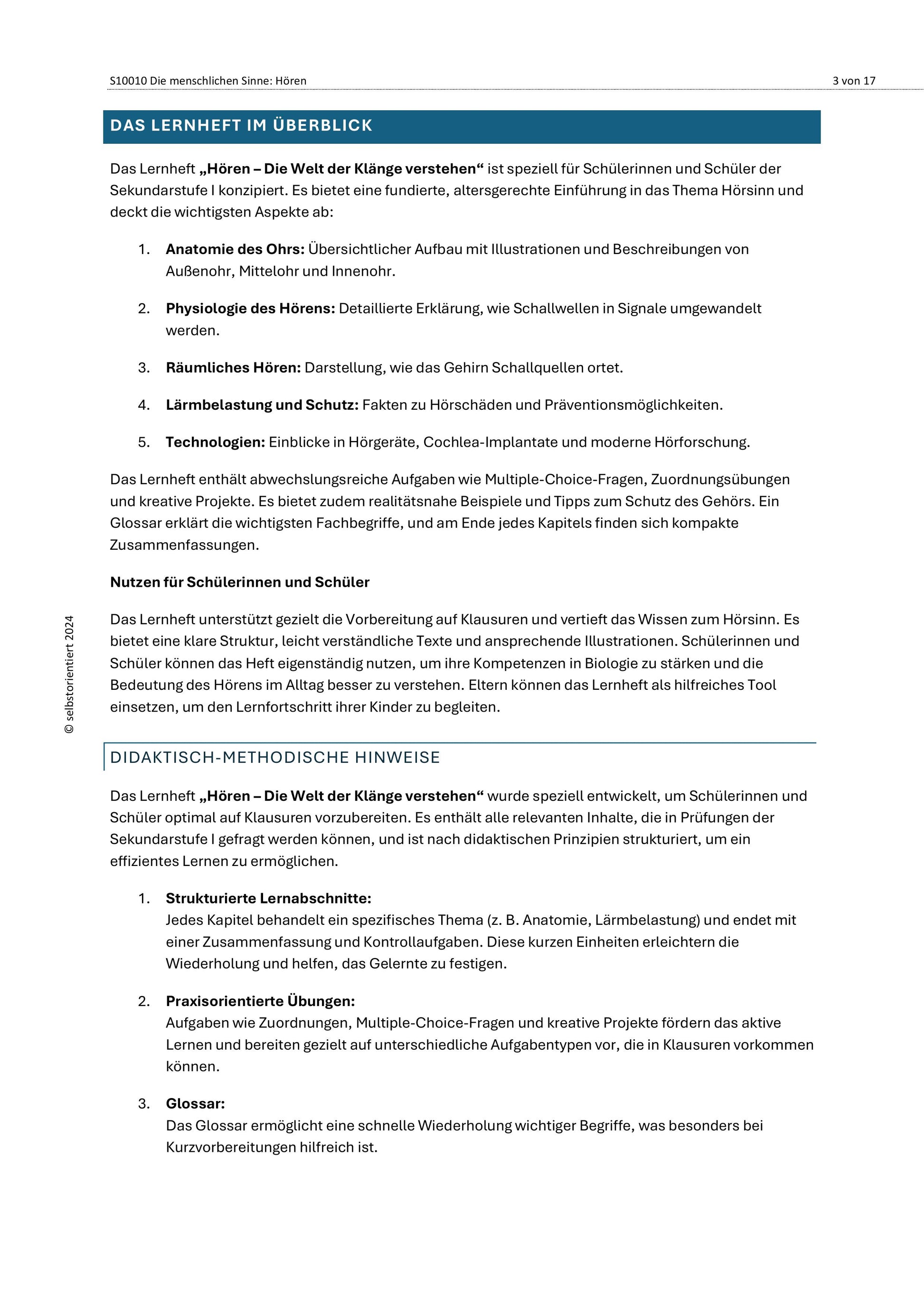 Unsere Sinne – Gesamtpaket für die Sekundarstufe I | Sinne & Sinnesorgane entdecken