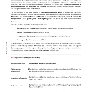 Unterrichtsreihe Kunst: Kubismus in der Sek I – Form, Fragment & Perspektive