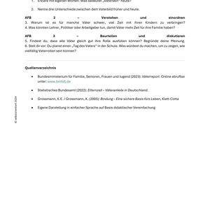 Unterrichtsreihe SEK I: Vatertag – Familie, Rollenbilder & Wertschätzung