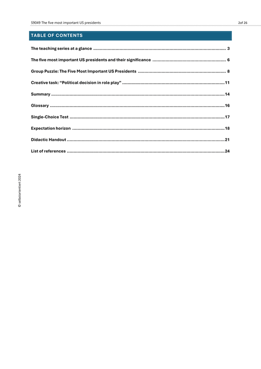 U.S. Presidents – Building Intercultural Skills in English (Grades 7–10)