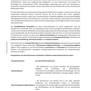 Fünf bedeutende US-Präsidenten – Unterrichtsmaterial für die SEK I Geschichte
