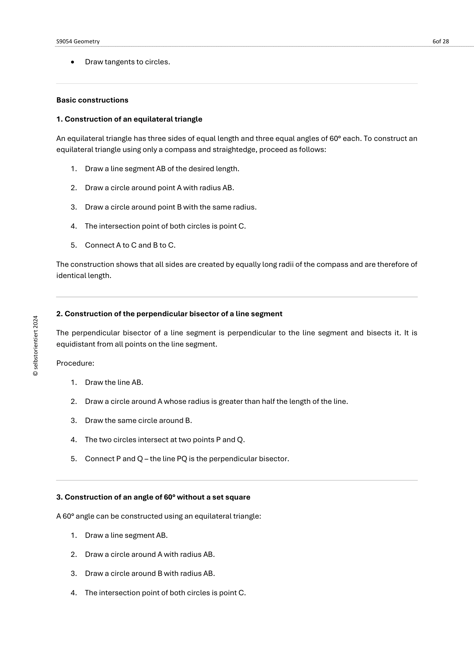 Geometry with Compass & Ruler – Constructions for Grades 7, 8 & 9