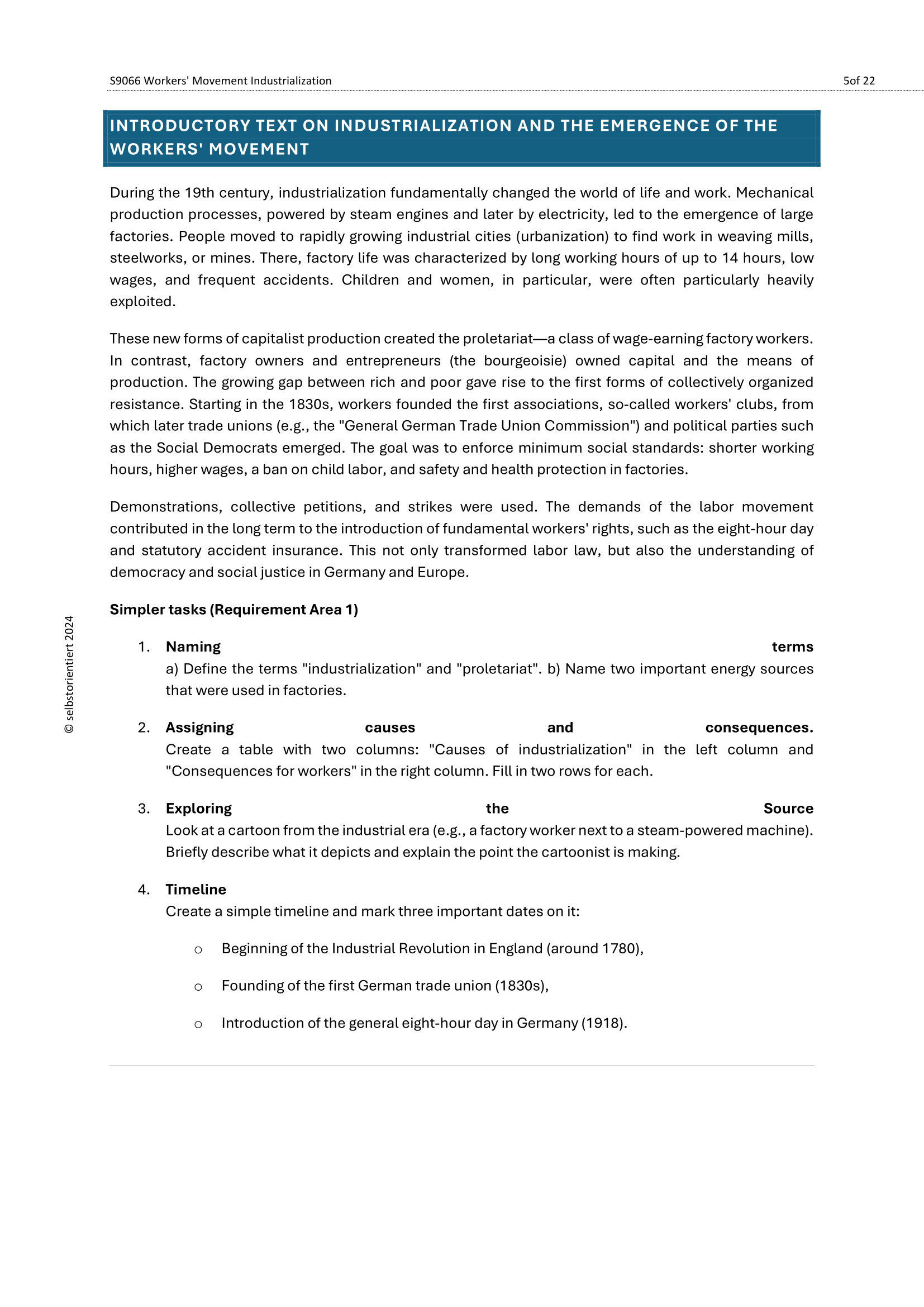 Industrialization & Labor Movements – History Unit Grades 7–9