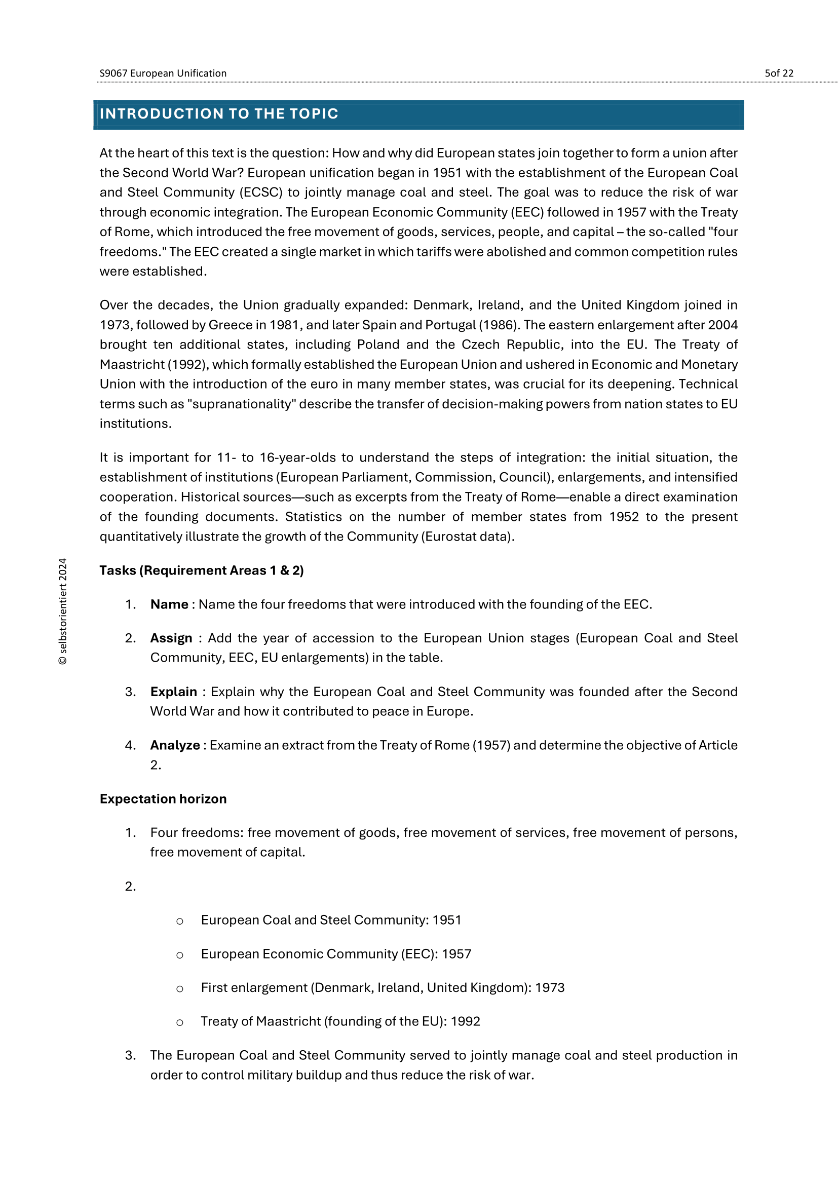 European Integration – Complete Civics & History Unit (Grades 7–9)
