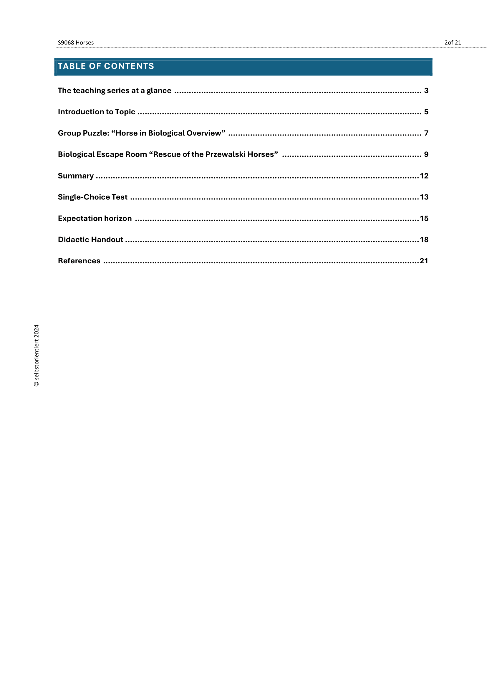 Understanding Horses – Cross-Curricular Teaching Material (Grades 5–9)