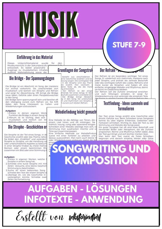 Songwriting und Komposition - Unterrichtsmaterial Musik SEK I