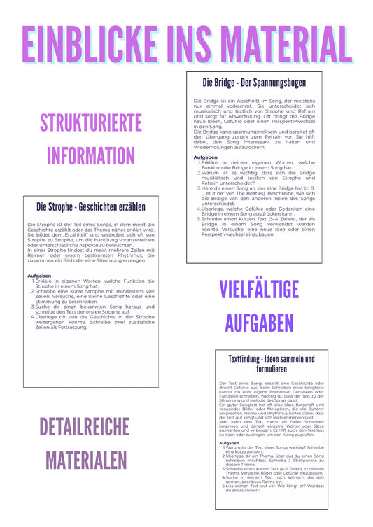 Songwriting und Komposition - Unterrichtsmaterial Musik SEK I