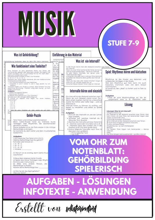 Vom Ohr zum Notenblatt – Gehörbildung spielerisch für Klasse 7–9