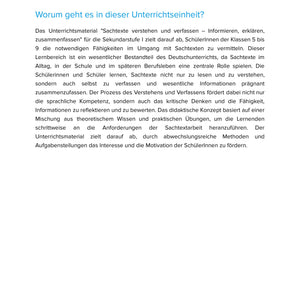 Sachtexte verstehen und verfassen – Informieren, erklären, zusammenfassen