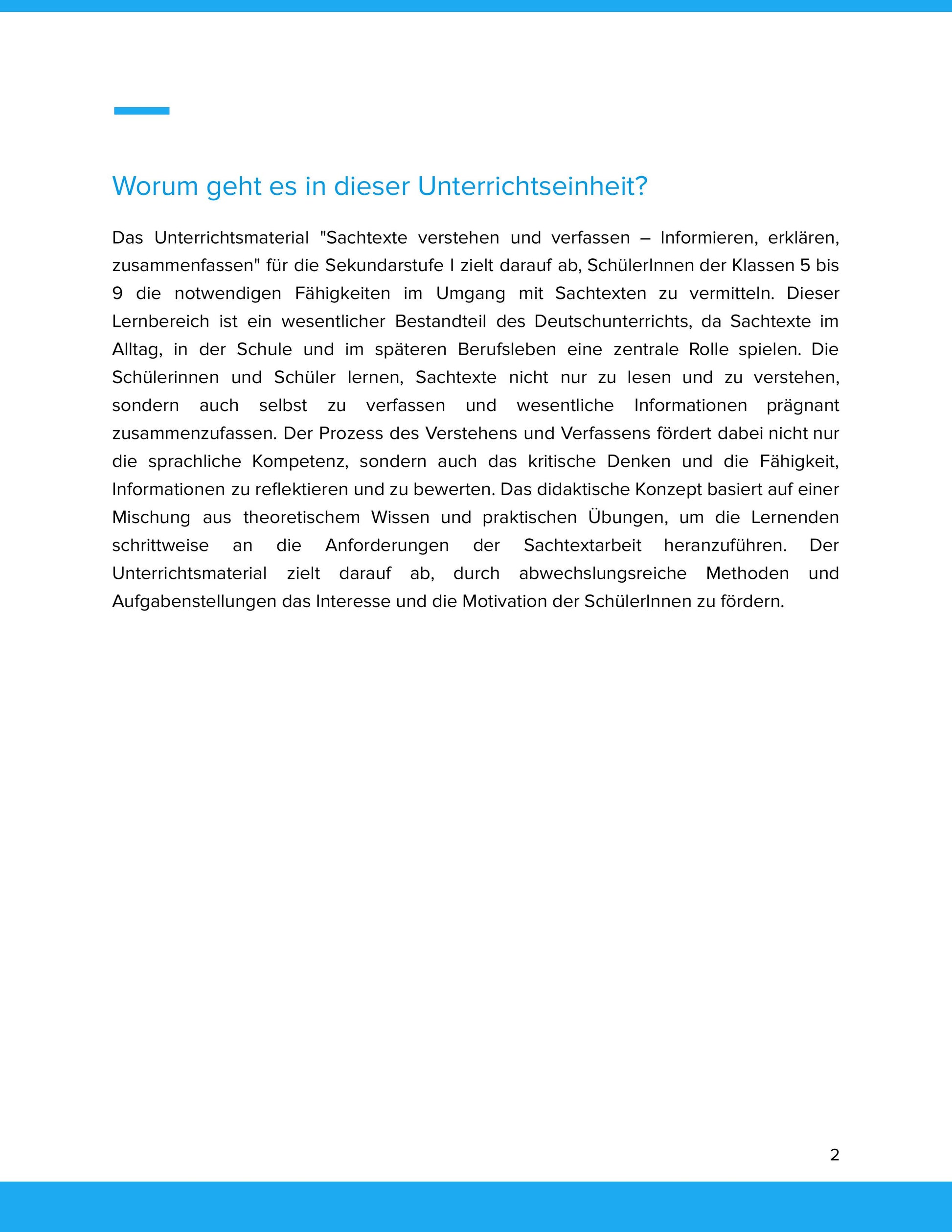 Sachtexte verstehen und verfassen – Informieren, erklären, zusammenfassen