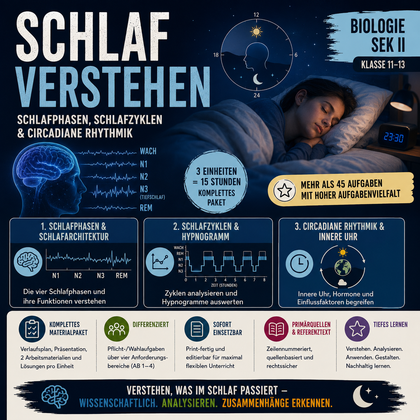 Schlaf verstehen: Schlafphasen, Schlafzyklen & circadiane Rhythmik – Unterrichtsreihe Biologie Sek II