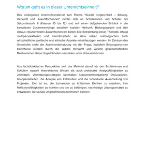 Soziale Ungleichheit – Bildung, Herkunft und Zukunftschancen | Unterrichtsmaterial