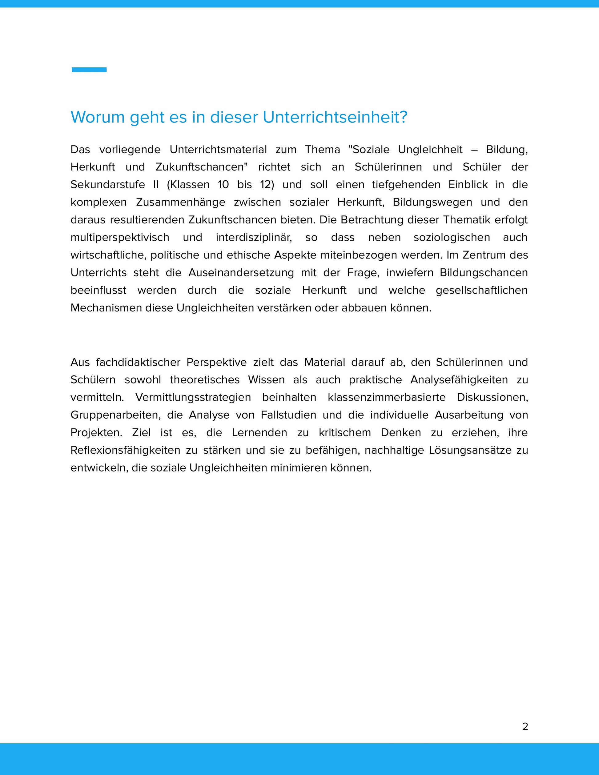 Soziale Ungleichheit – Bildung, Herkunft und Zukunftschancen | Unterrichtsmaterial