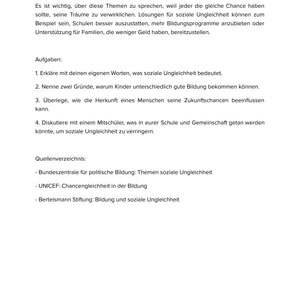 Soziale Ungleichheit – Bildung, Herkunft und Zukunftschancen | Unterrichtsmaterial