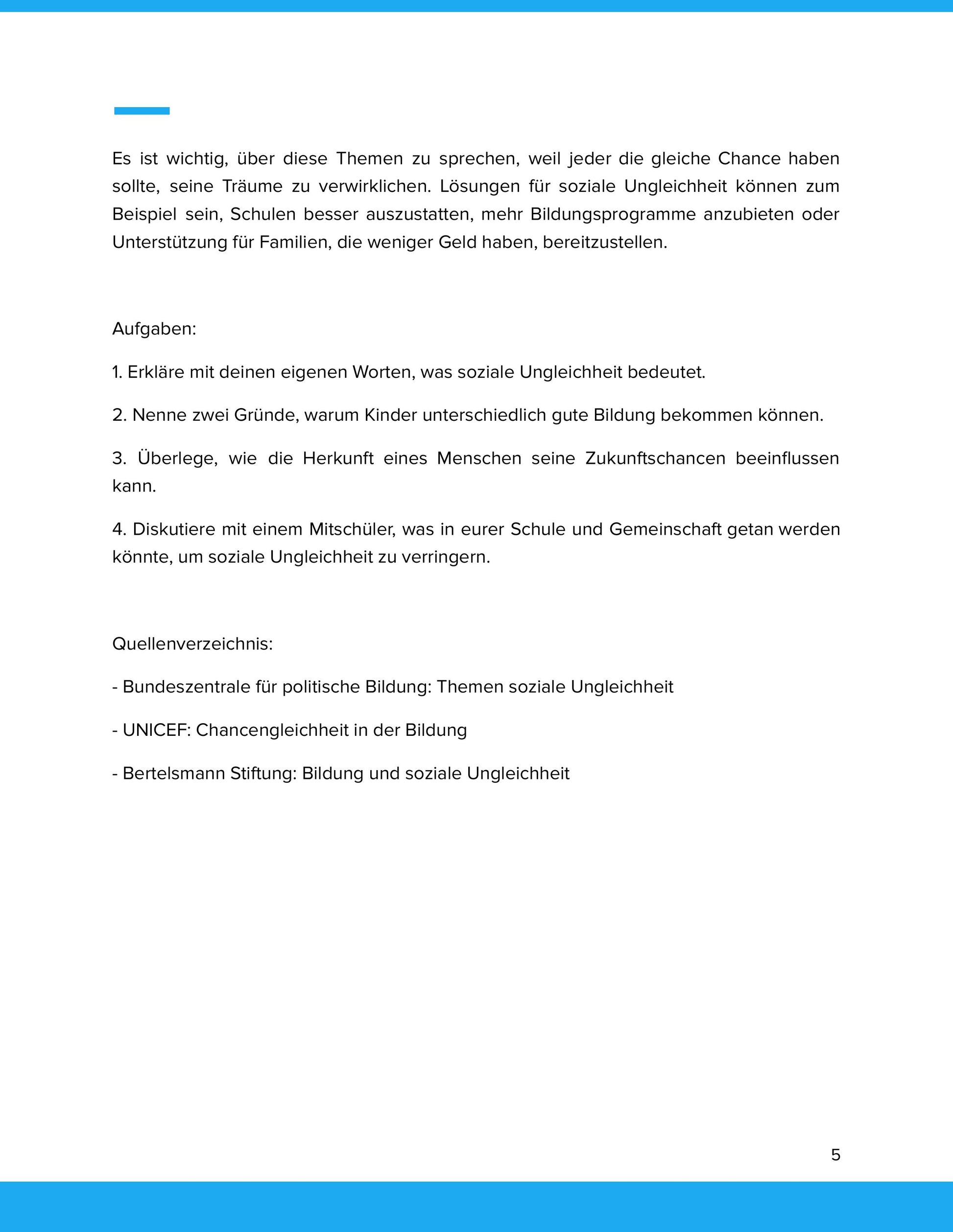 Soziale Ungleichheit – Bildung, Herkunft und Zukunftschancen | Unterrichtsmaterial