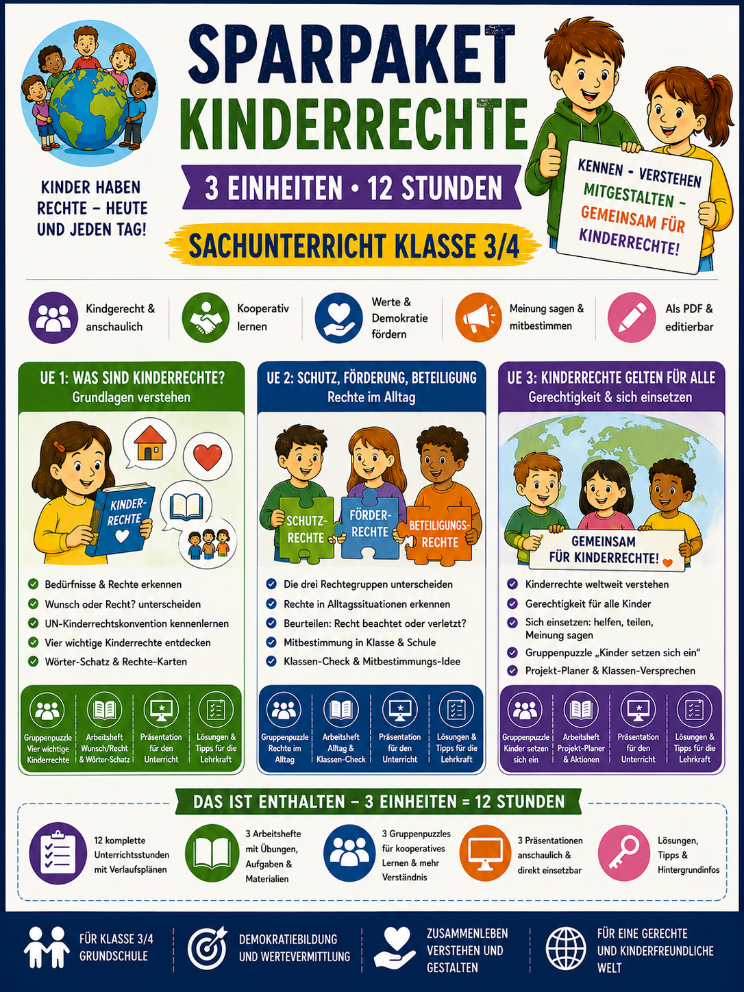 Sachunterricht-Unterrichtsmaterial für die Grundschule zu Kinderrechten in Klasse 3 und 4