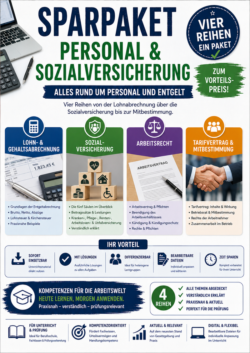 Sparpaket Personal & Sozialversicherung | WiSo Berufsschule