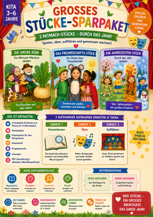 Sparpaket Stücke · 3 Unterrichtsreihen | Kita-Unterrichtsmaterial (3–6 Jahre)