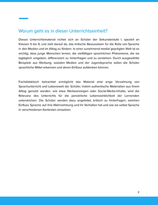 Sprache in Medien und Alltag – Werbung, soziale Medien und Jugendsprache kritisch betrachten