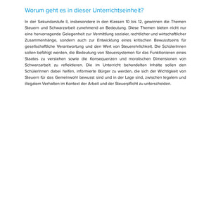Steuern und Schwarzarbeit – Was ist erlaubt? | Unterrichtsmaterial Sek II