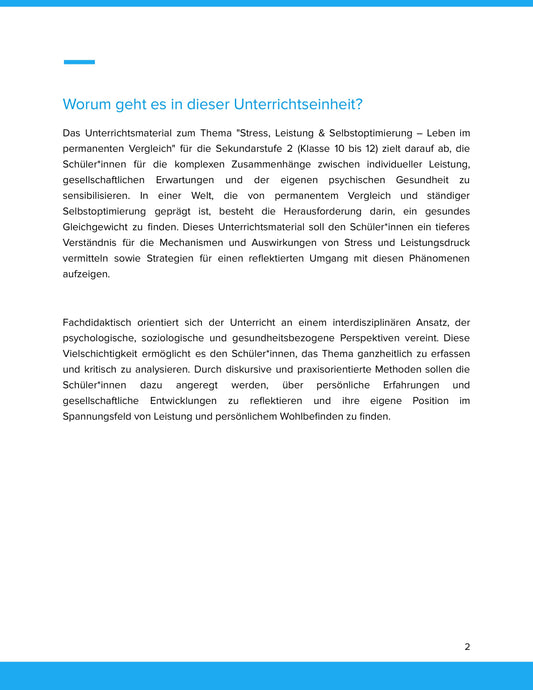 Stress, Leistung & Selbstoptimierung – Leben im permanenten Vergleich (Sek II)