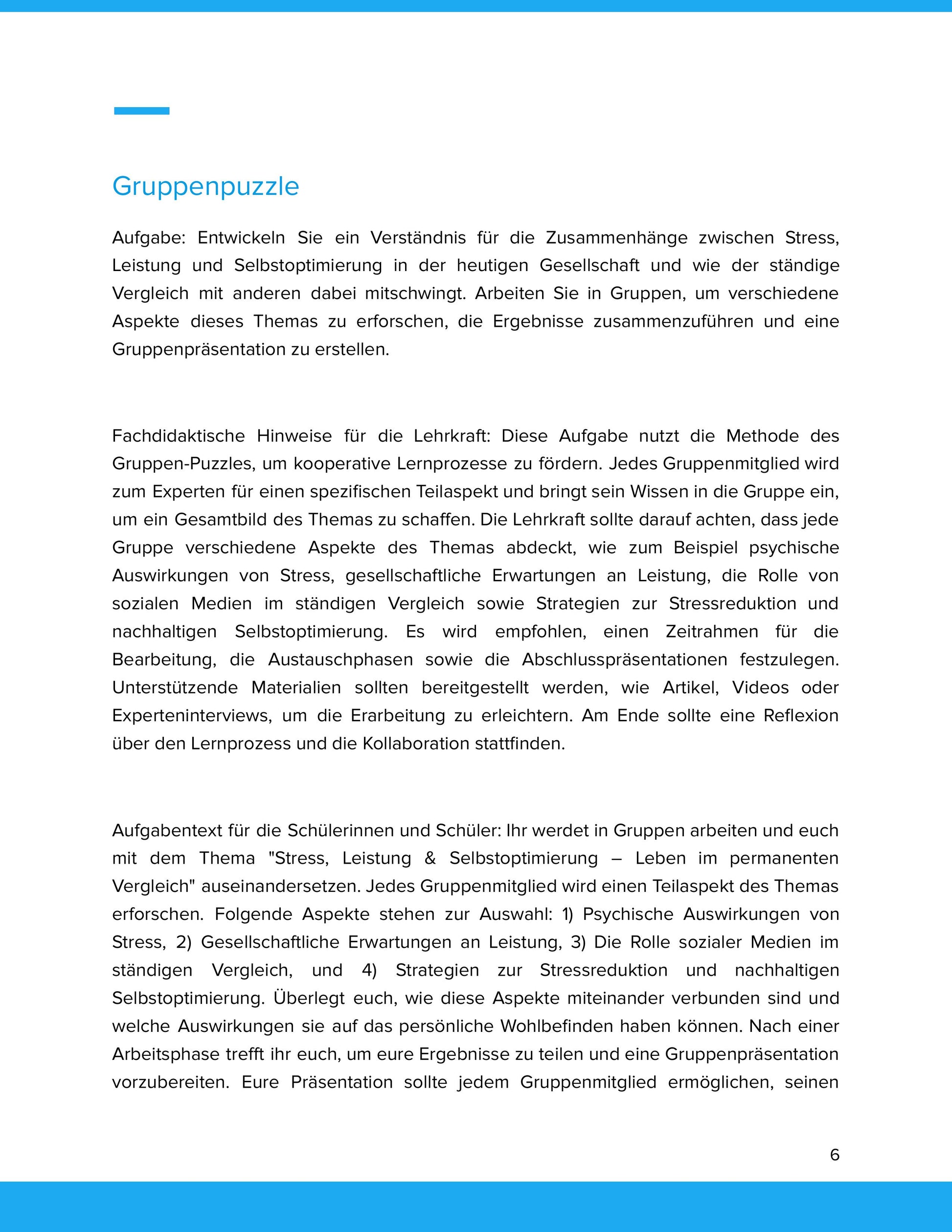 Stress, Leistung & Selbstoptimierung – Leben im permanenten Vergleich (Sek II)