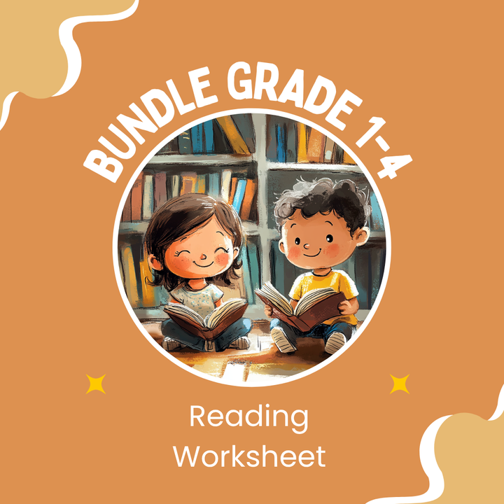 BUNDLE XXL: READING COMPREHENSION WORKSHEETS | GRADE 1, 2, 3 & 4
