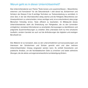 Texte kürzen und zusammenfassen – Wesentliches erkennen und formulieren