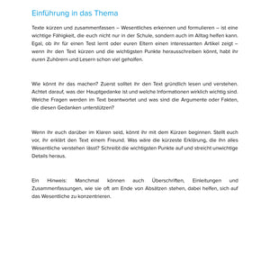 Texte kürzen und zusammenfassen – Wesentliches erkennen und formulieren