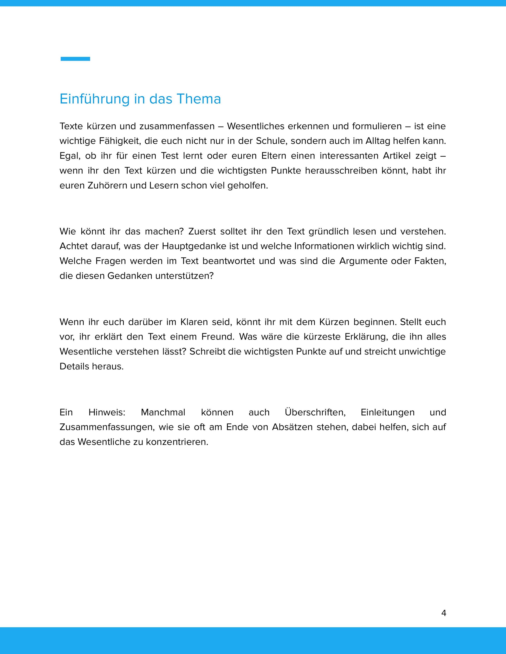 Texte kürzen und zusammenfassen – Wesentliches erkennen und formulieren