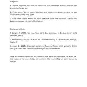 Texte kürzen und zusammenfassen – Wesentliches erkennen und formulieren