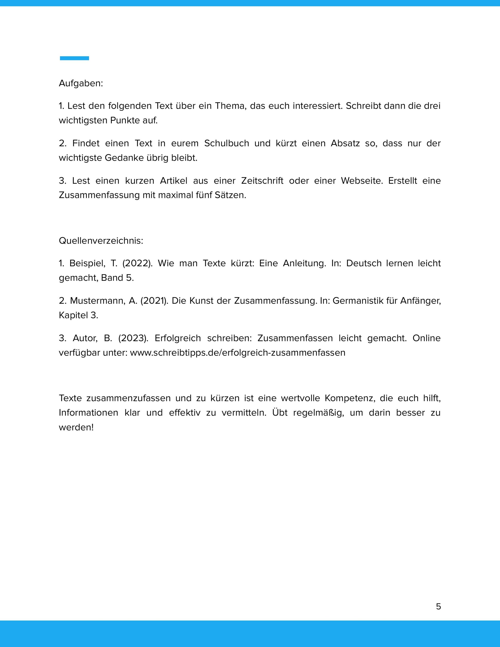 Texte kürzen und zusammenfassen – Wesentliches erkennen und formulieren