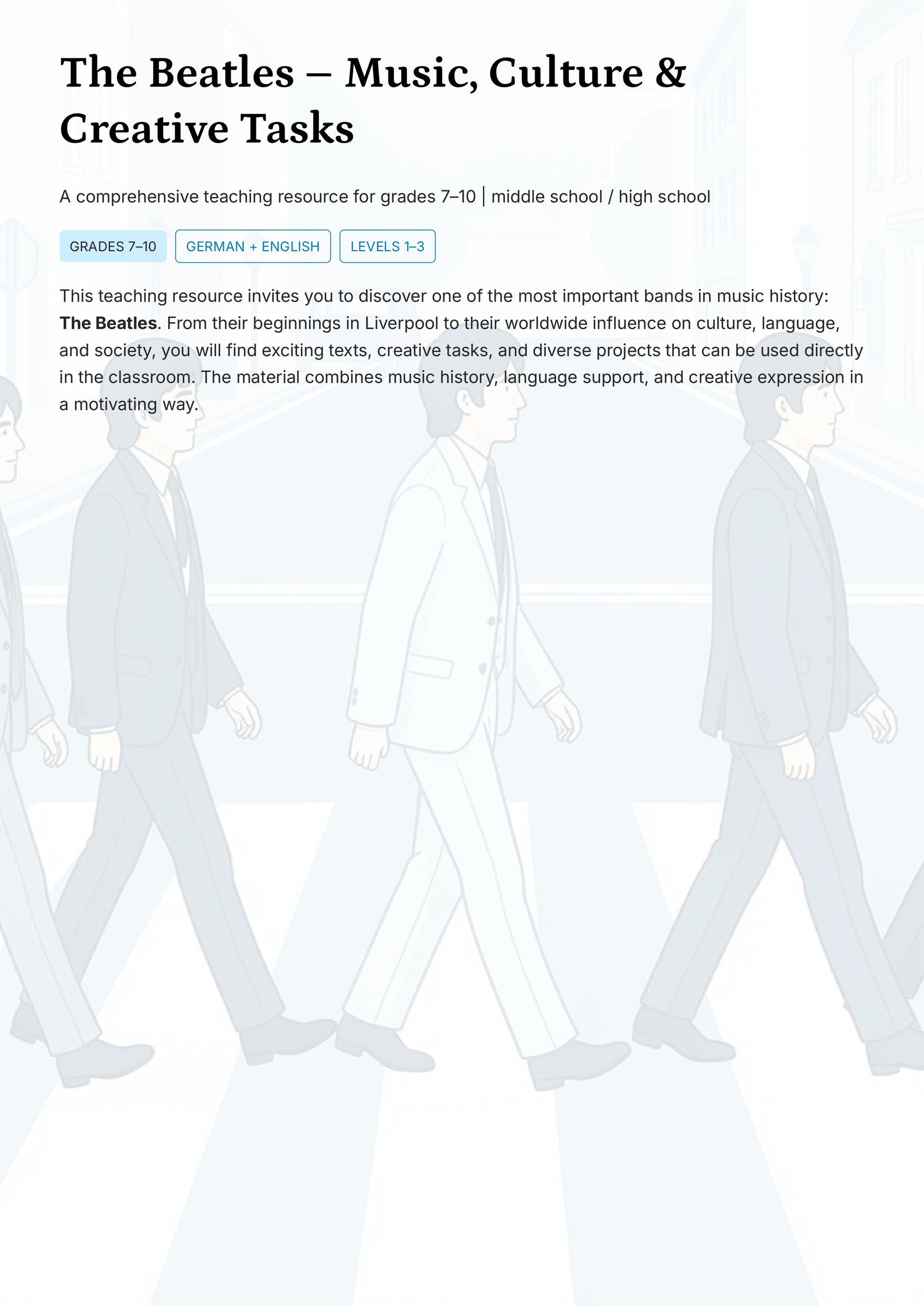 The Beatles – Music, Song Analysis & Creative Projects for Middle & High School