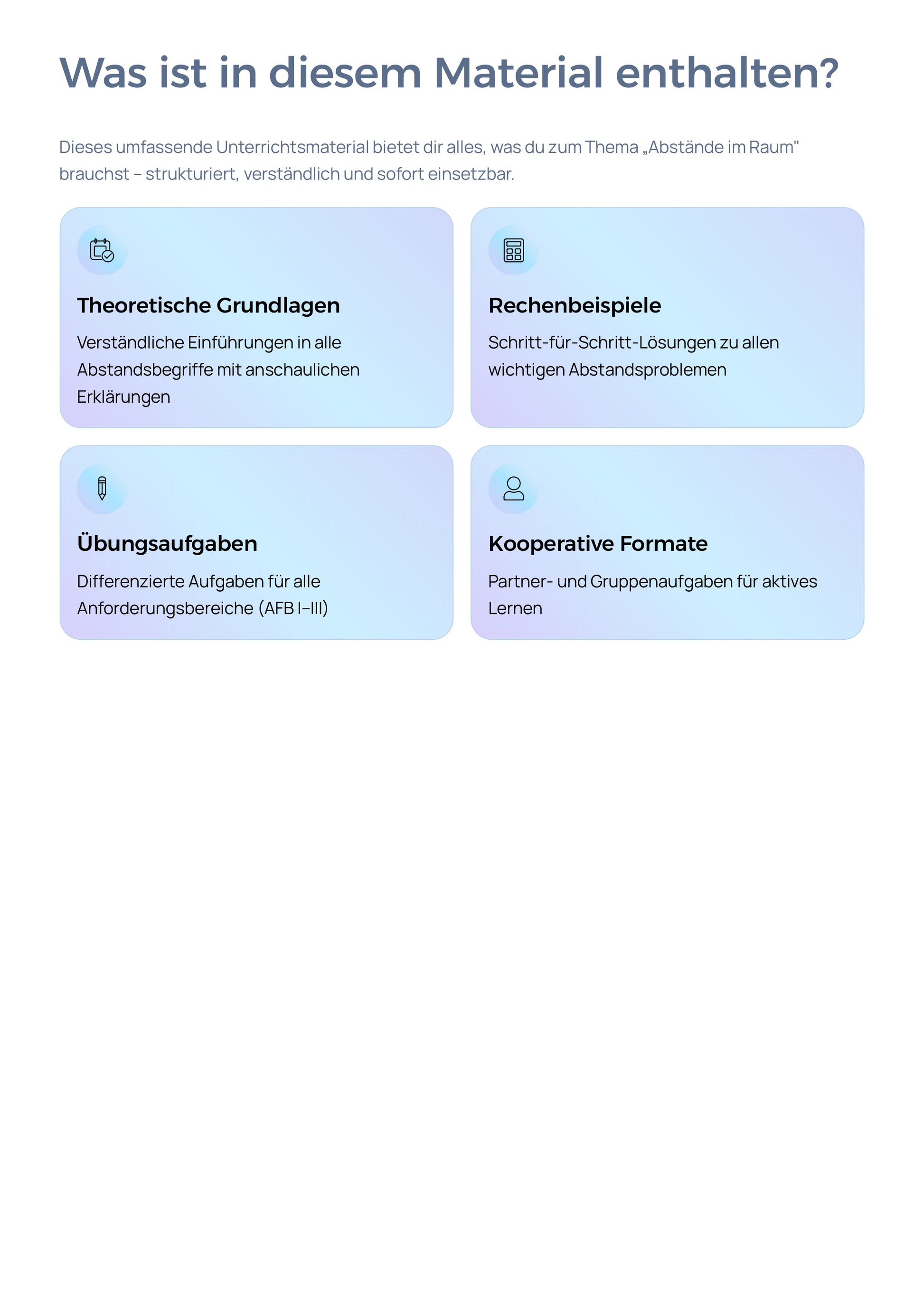 Abstände im Raum berechnen – Punkt, Gerade, Ebene | Sek II Unterrichtsmaterial