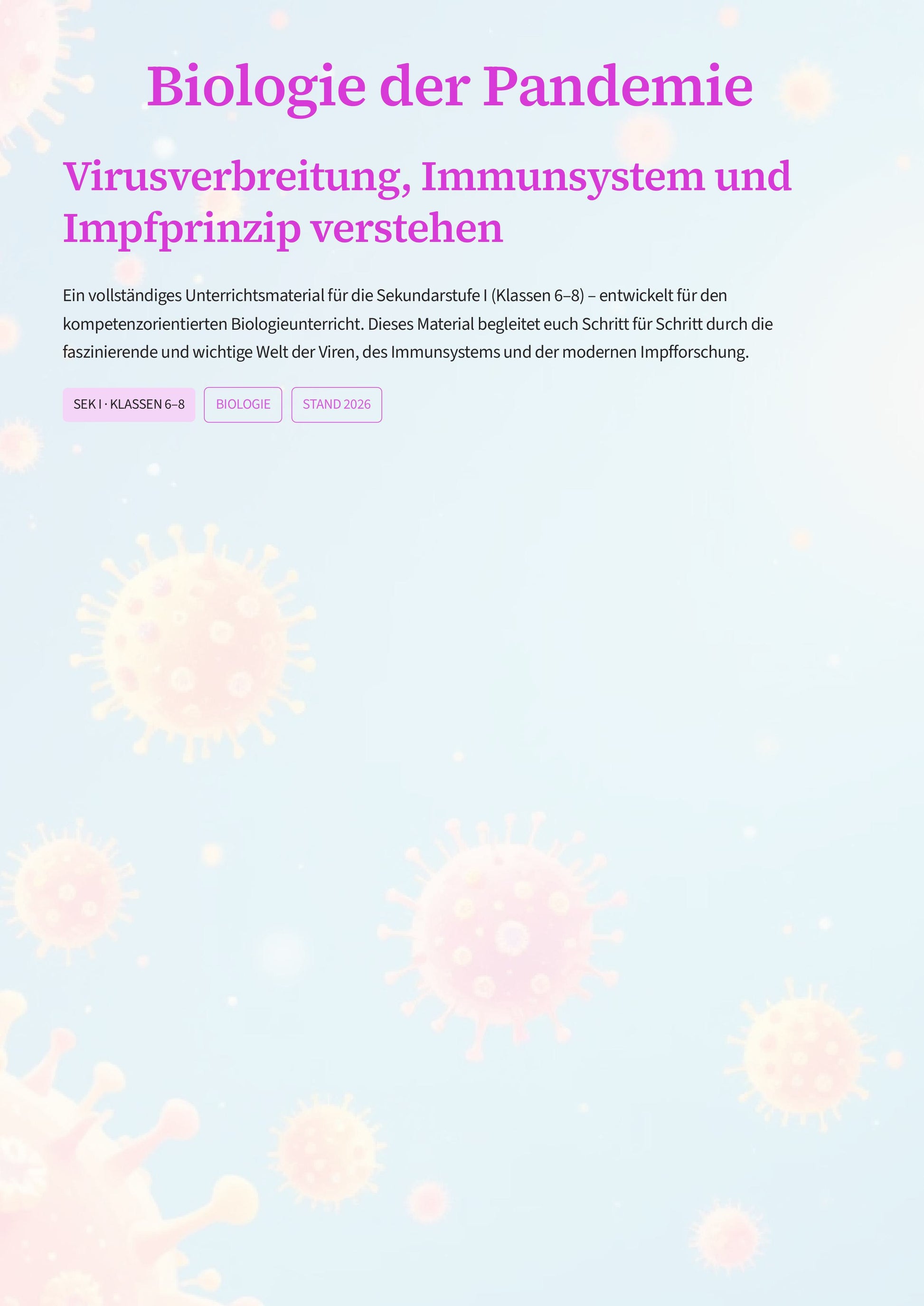 Biologie der Pandemie – Virusverbreitung, Immunsystem und Impfprinzip verstehen (Sek I, Klassen 6–8)