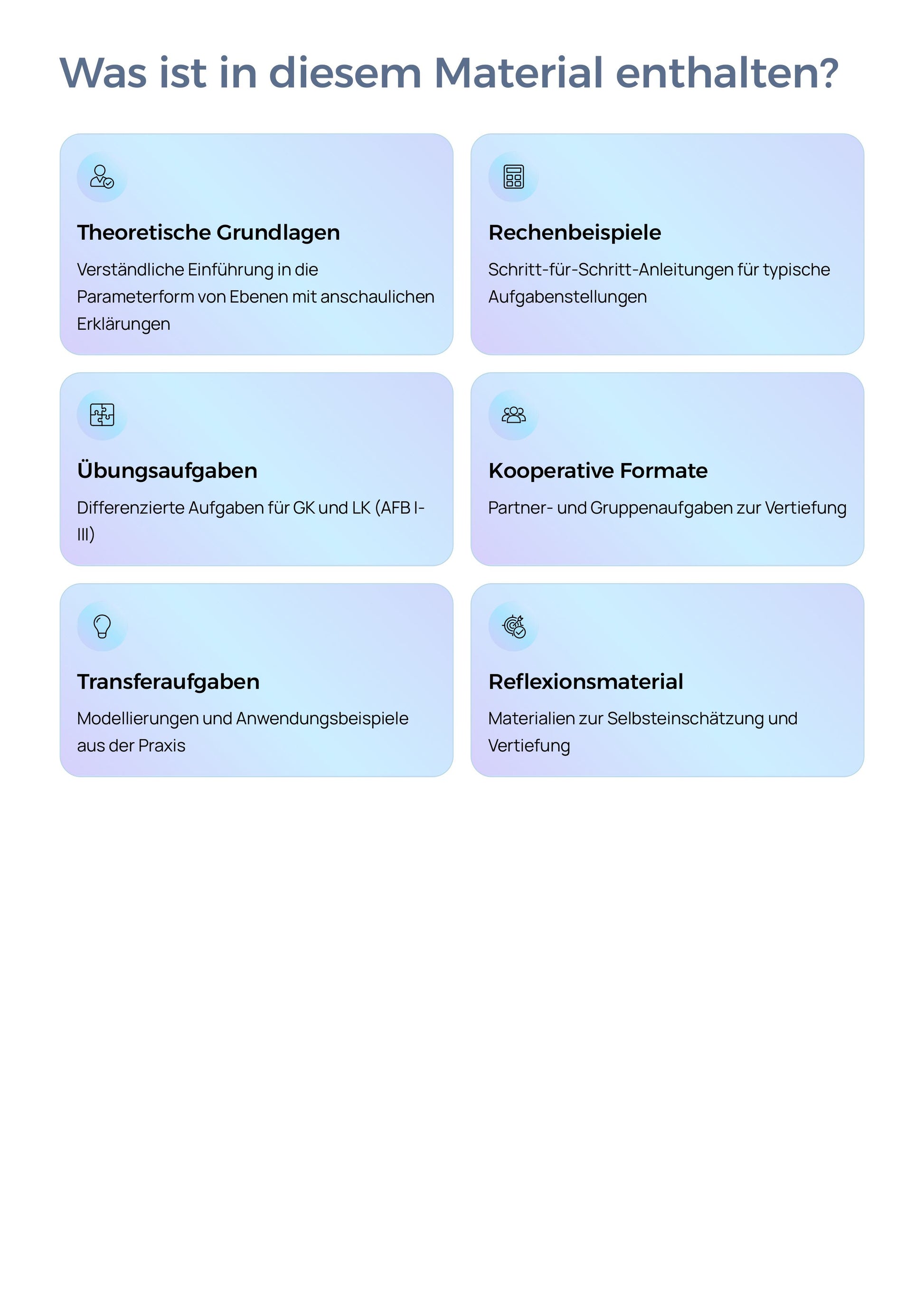 Ebenen im Raum – Parameterform verstehen & anwenden | Sek II Unterrichtsmaterial
