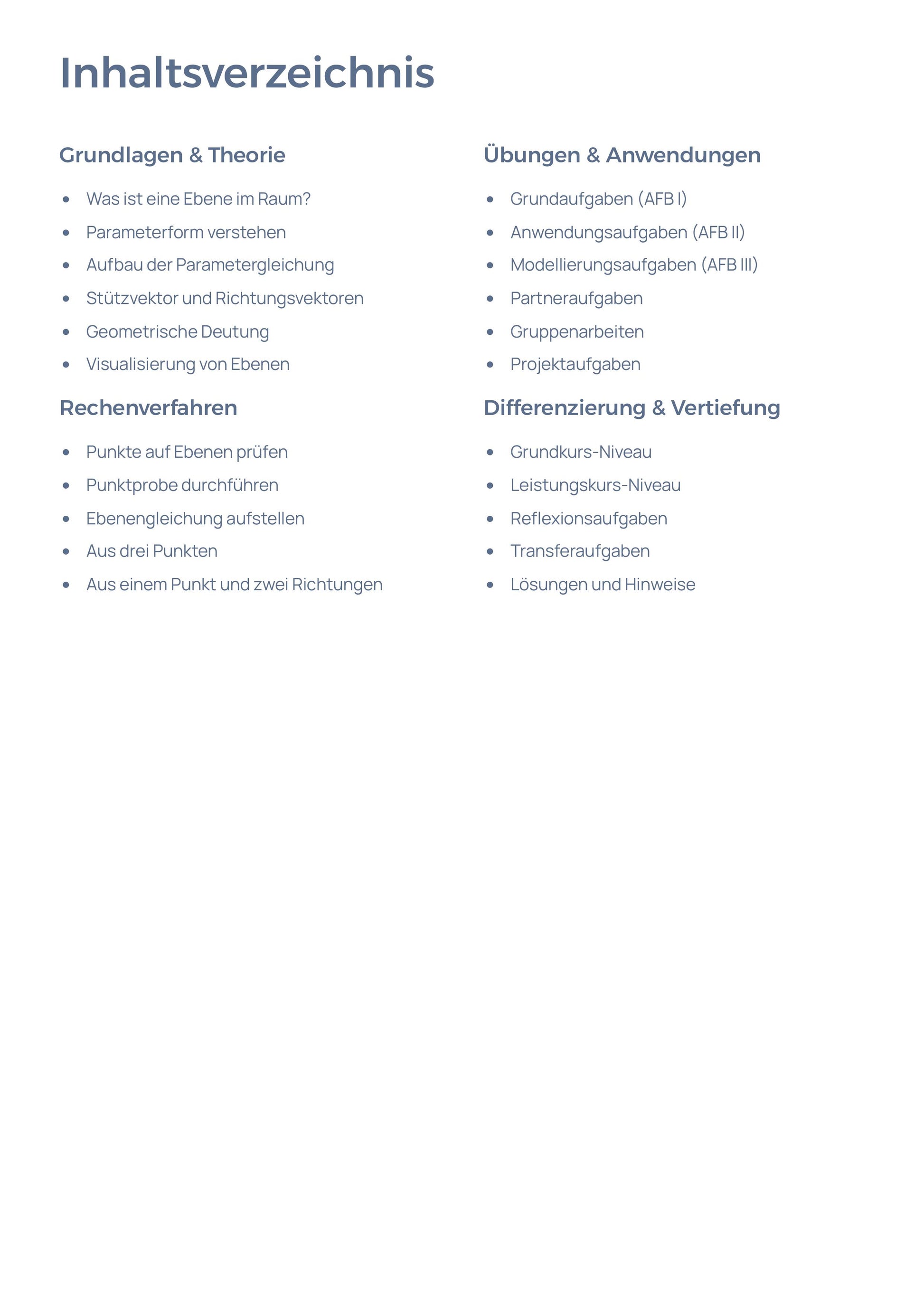 Ebenen im Raum – Parameterform verstehen & anwenden | Sek II Unterrichtsmaterial