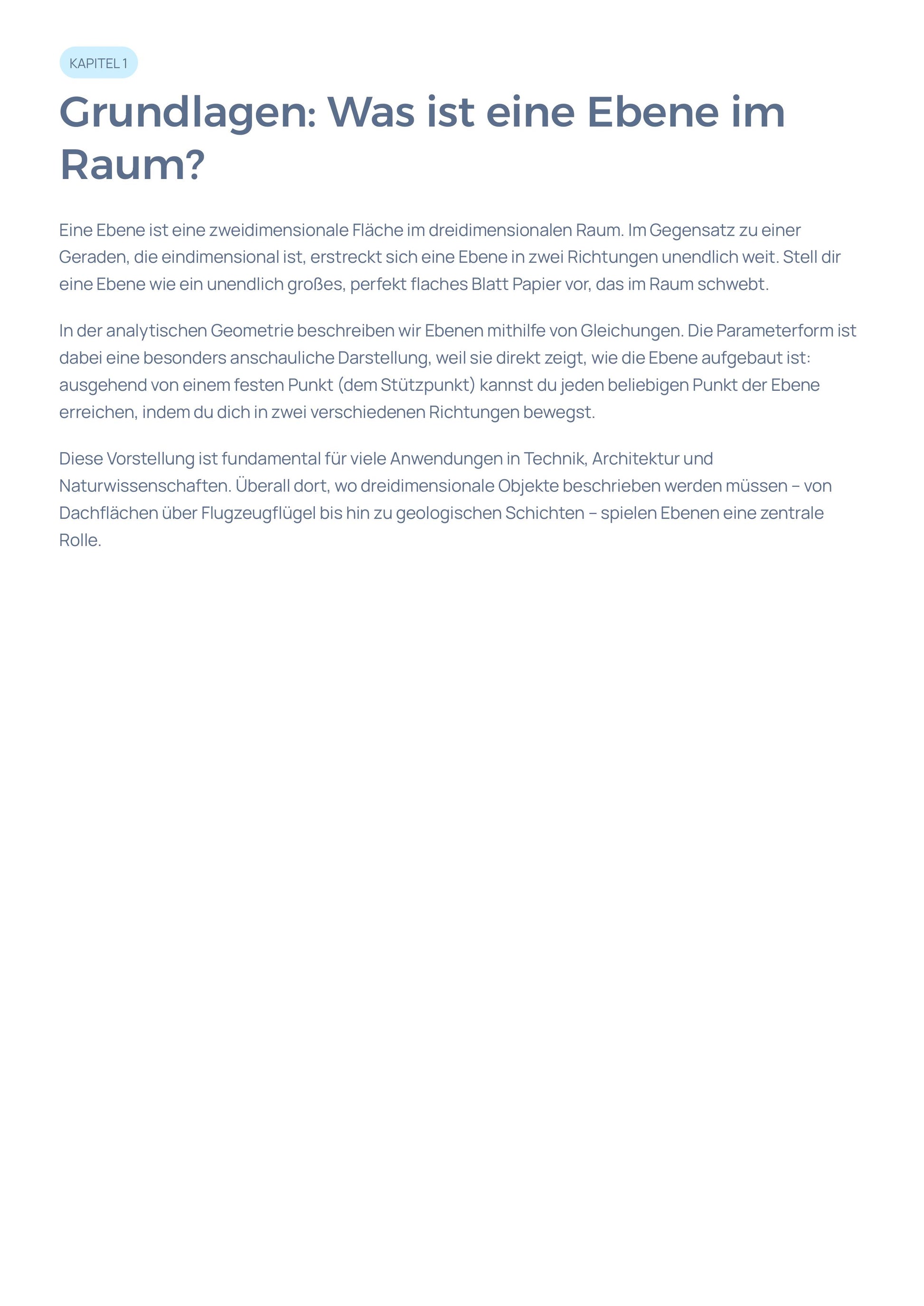 Ebenen im Raum – Parameterform verstehen & anwenden | Sek II Unterrichtsmaterial