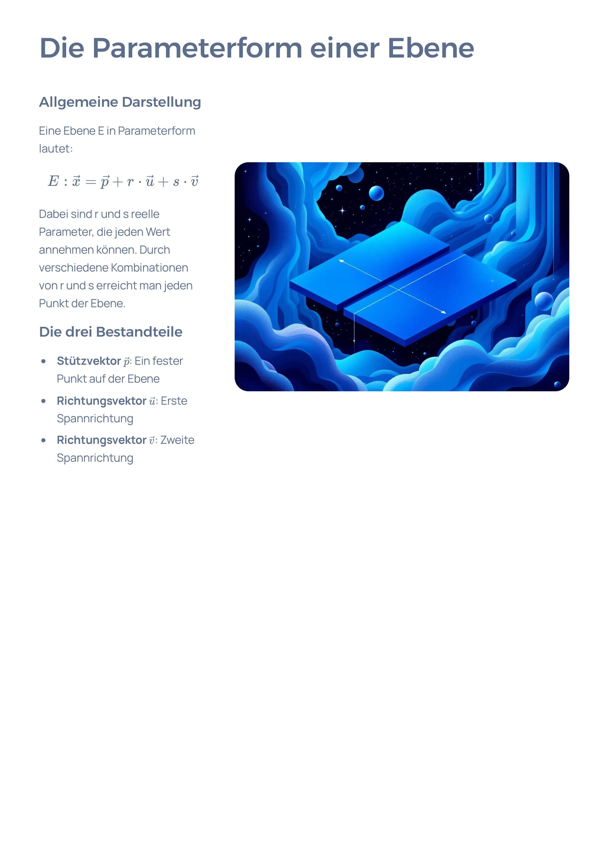 Ebenen im Raum – Parameterform verstehen & anwenden | Sek II Unterrichtsmaterial