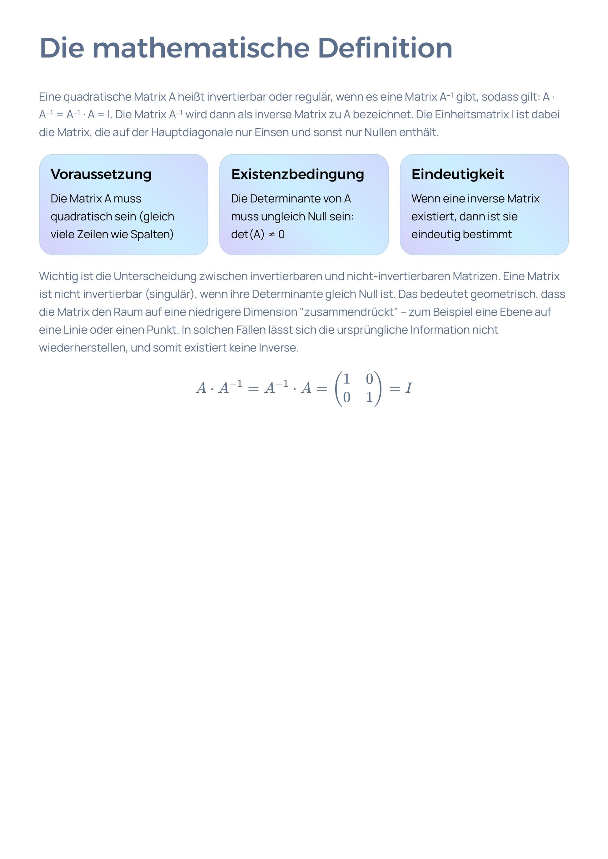 Inverse Matrizen berechnen & anwenden – LGS lösen | Sek II Unterrichtsmaterial