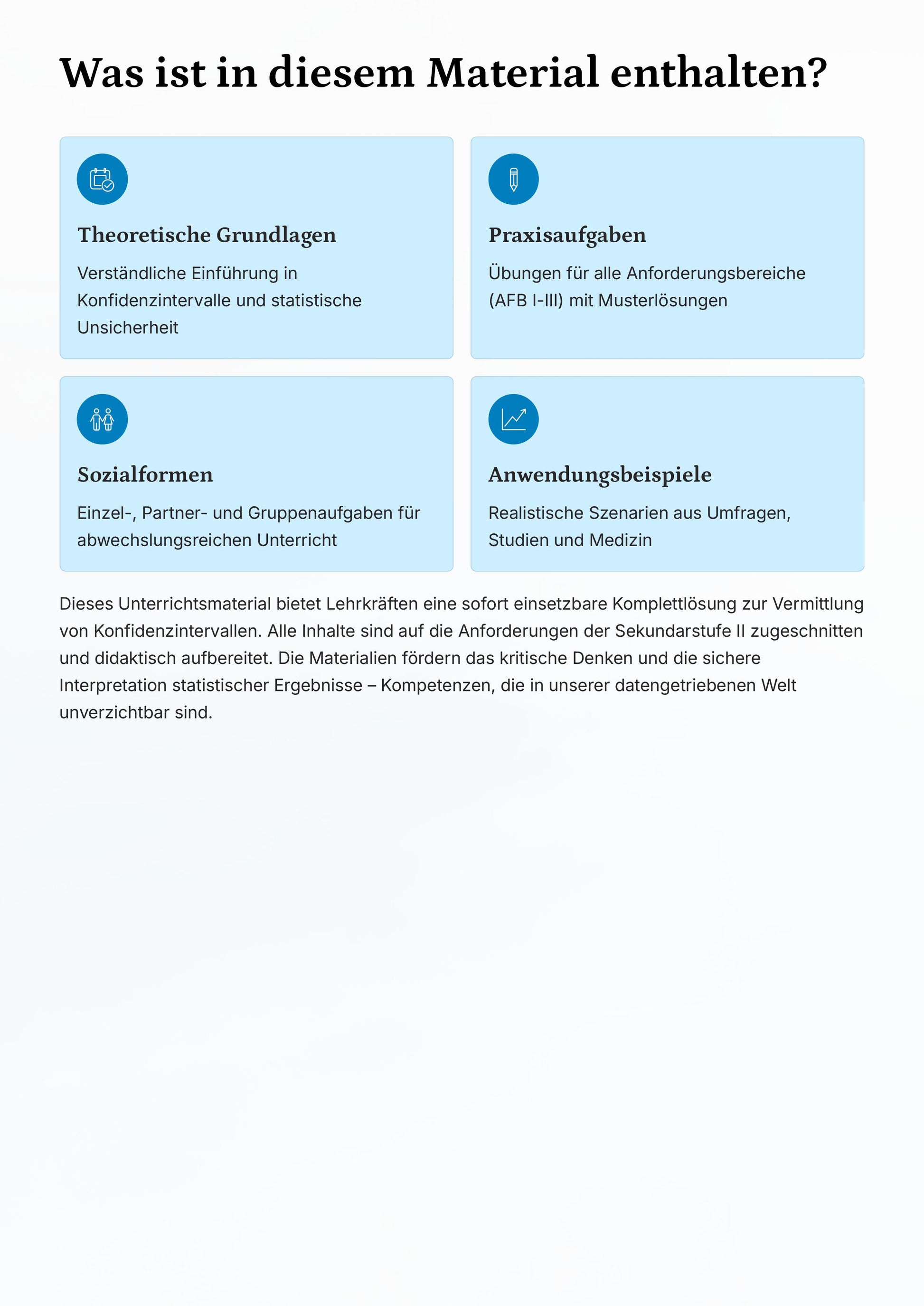 Konfidenzintervalle verstehen & berechnen – Statistik Sek II Unterrichtsmaterial