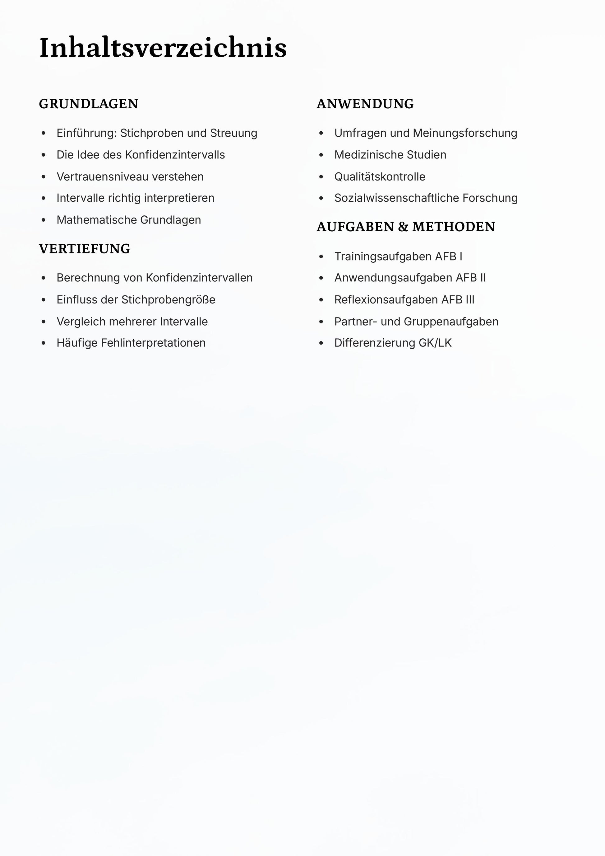 Konfidenzintervalle verstehen & berechnen – Statistik Sek II Unterrichtsmaterial