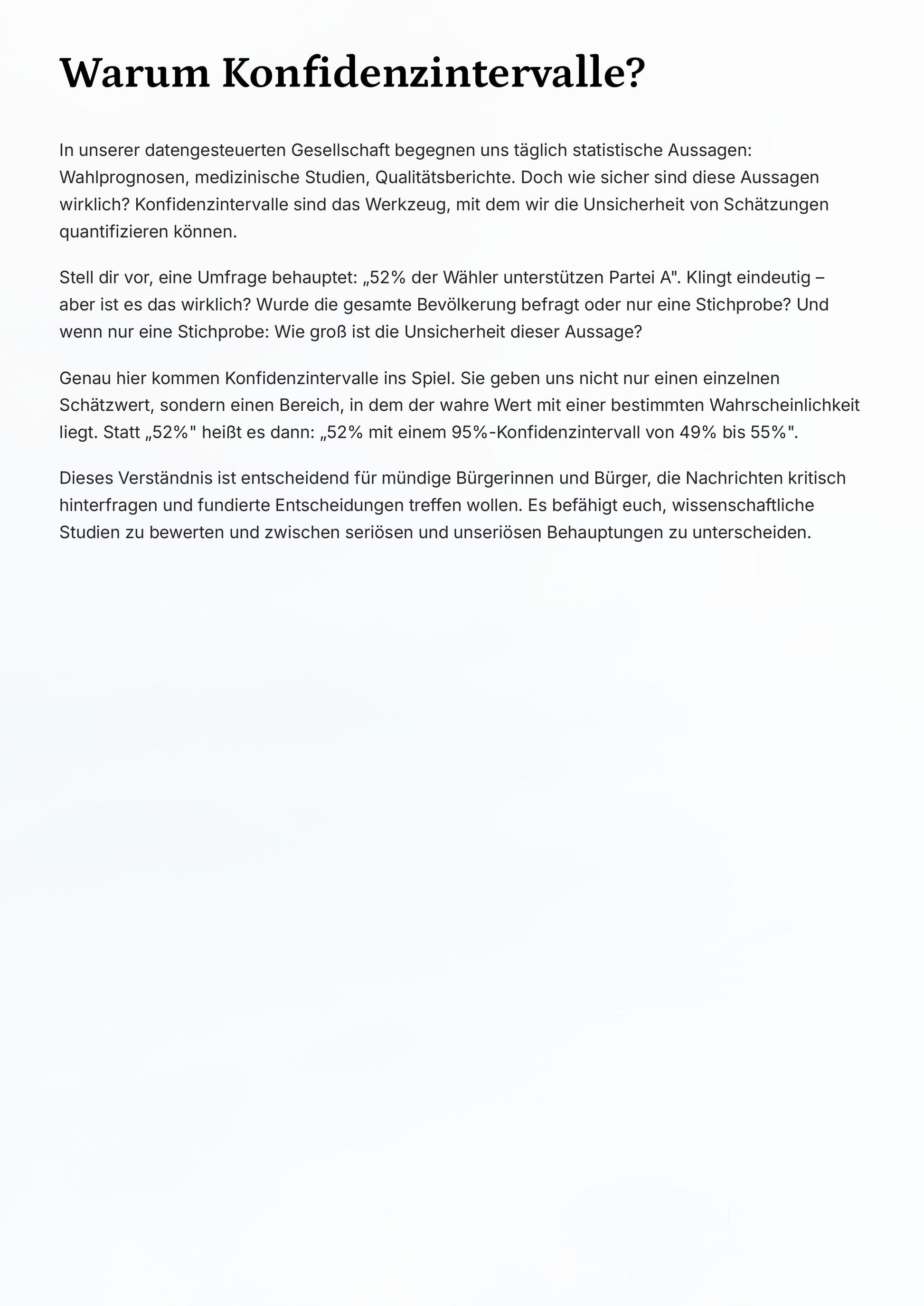 Konfidenzintervalle verstehen & berechnen – Statistik Sek II Unterrichtsmaterial