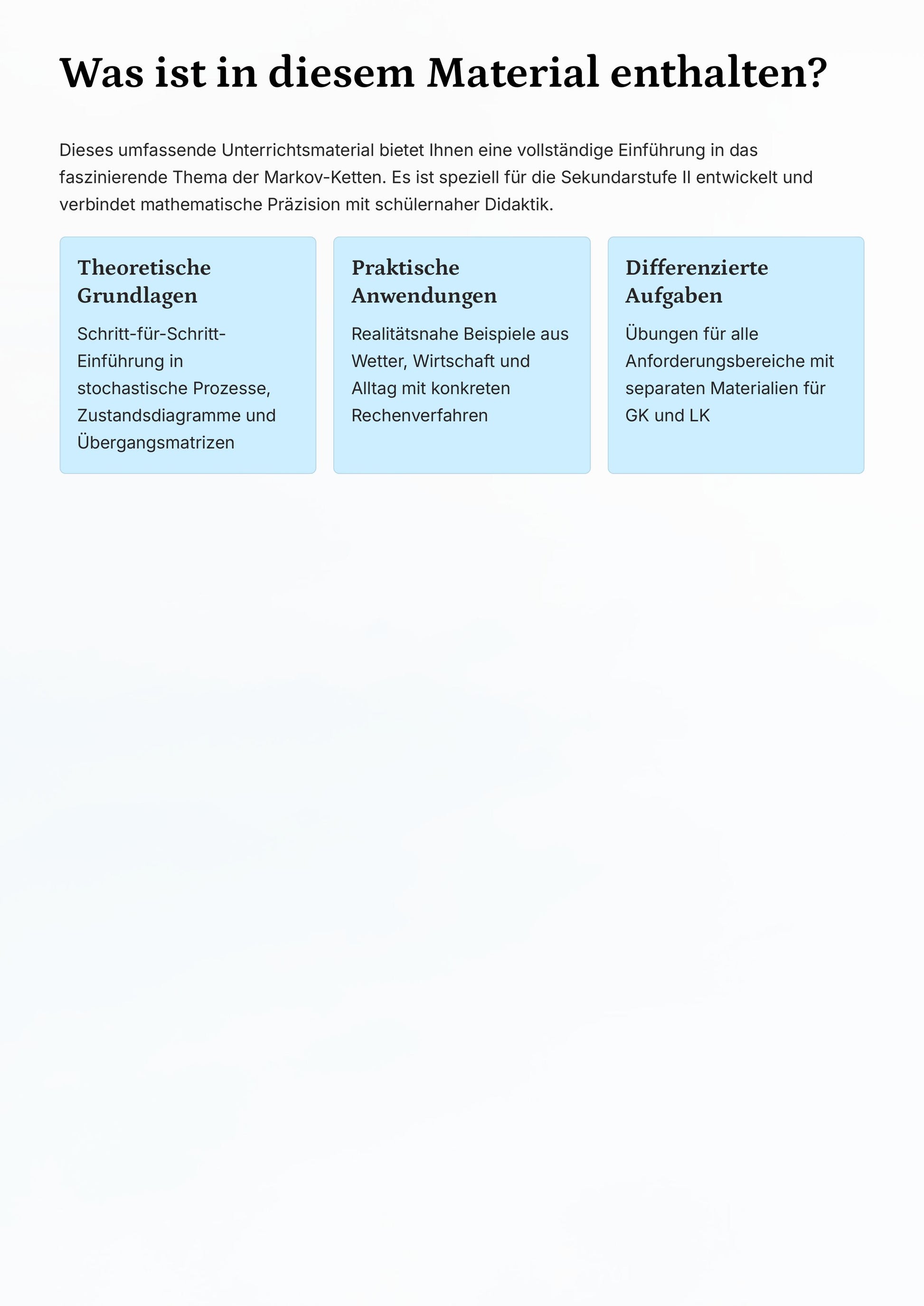 Markov-Ketten einfach erklärt – dynamische Zufallsmodelle | Sek II Unterrichtsmaterial