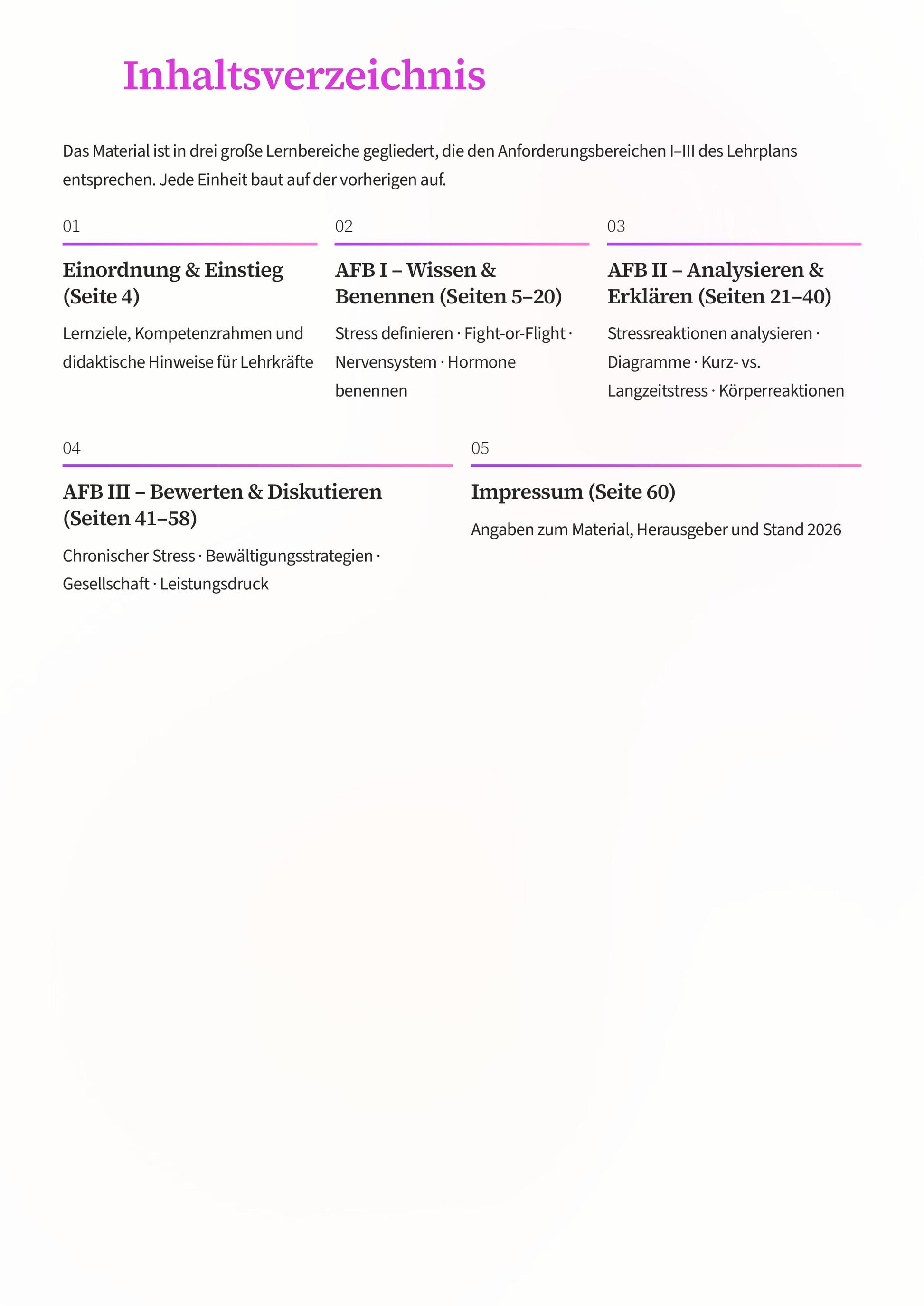 Stressbiologie verstehen – Unterrichtskonzeption für einen modernen Biologieunterricht