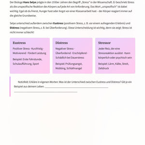 Stressbiologie verstehen – Unterrichtskonzeption für einen modernen Biologieunterricht