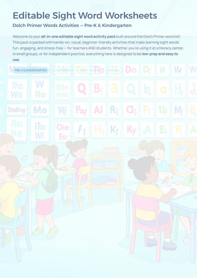 Editable Sight Word Worksheets Dolch Primer Activities